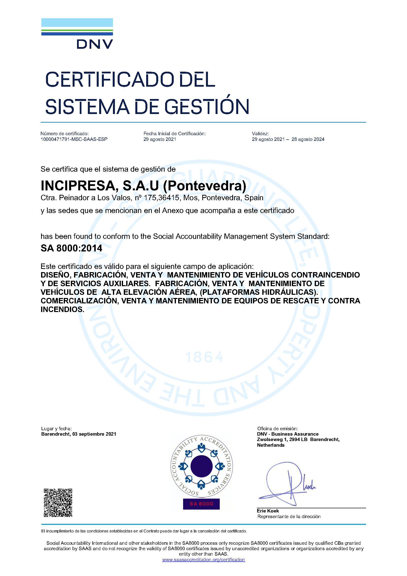 Certificado SA8000 2014 INCIPRESA 28 de agosto 2024 ESP P1