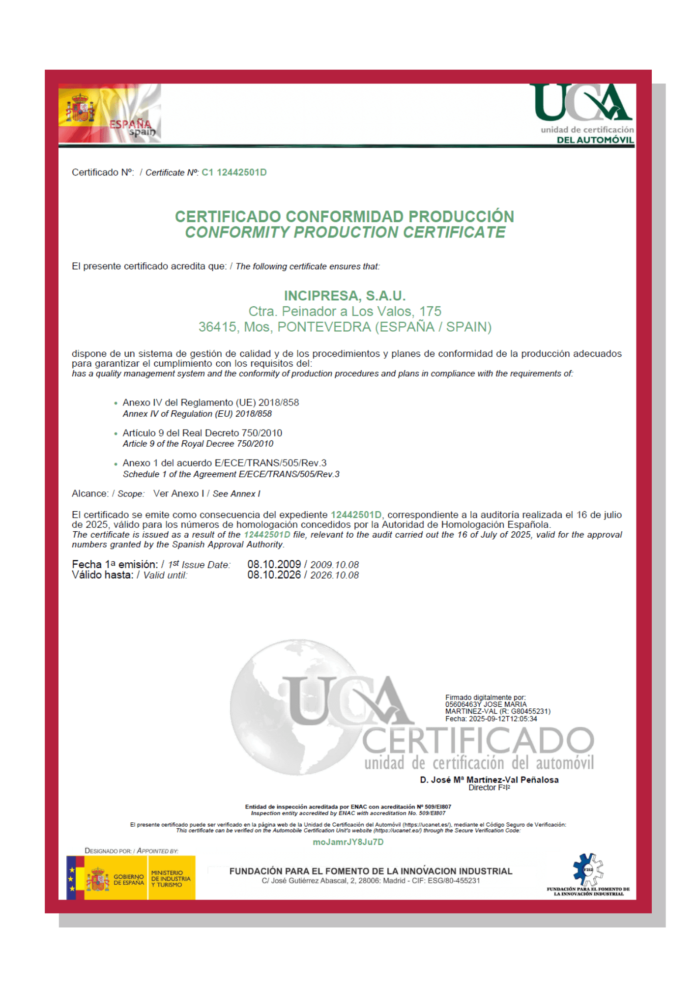 CertificadoUCA COP 08 octubre 2026